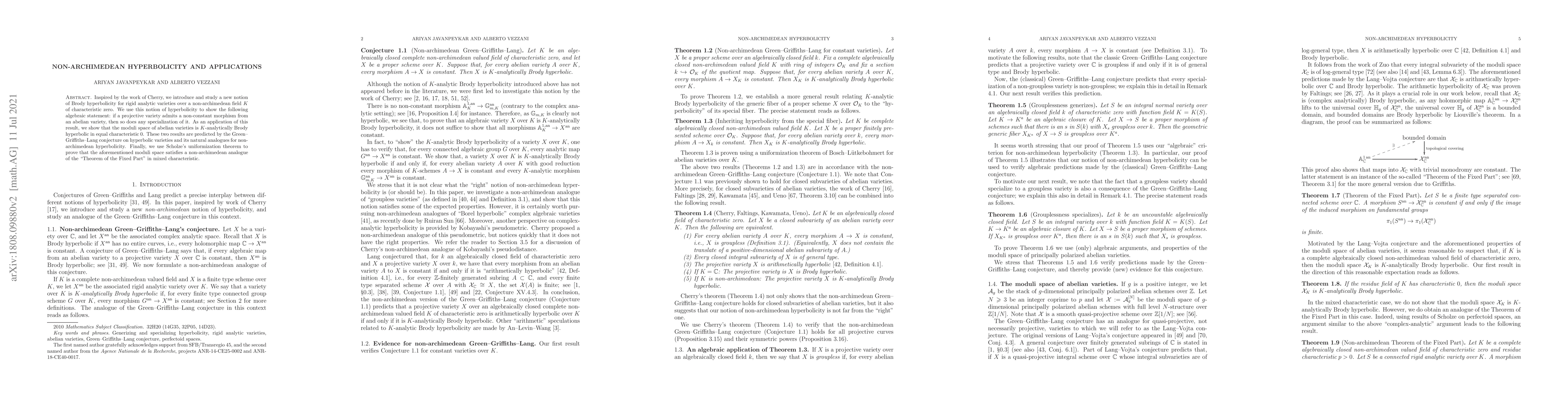 Thumbnail for Non-archimedean hyperbolicity and applications
