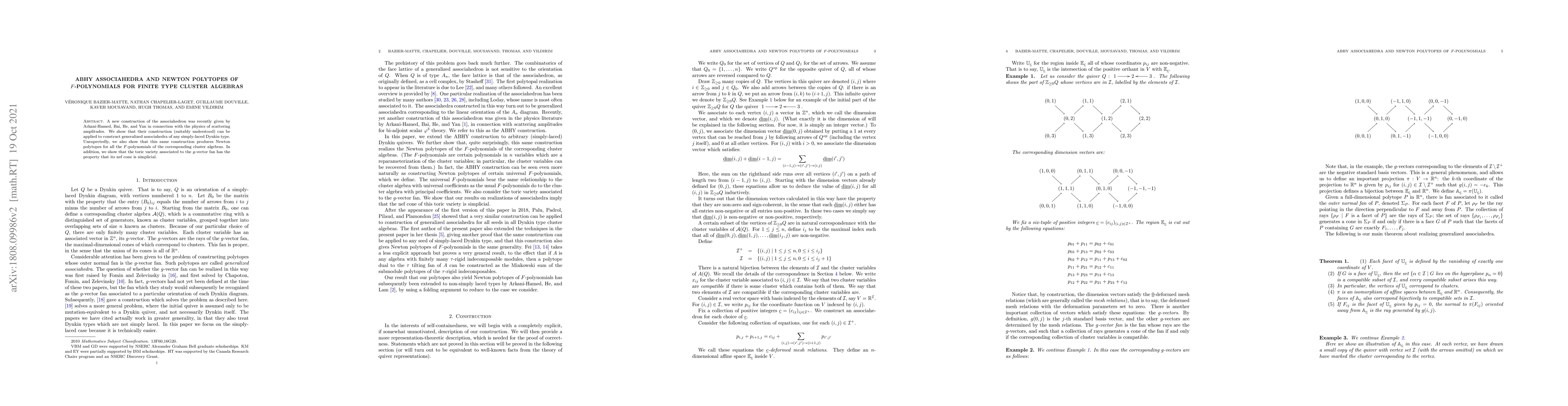Thumbnail for ABHY Associahedra and Newton polytopes of $F$-polynomials for finite
  type cluster algebras