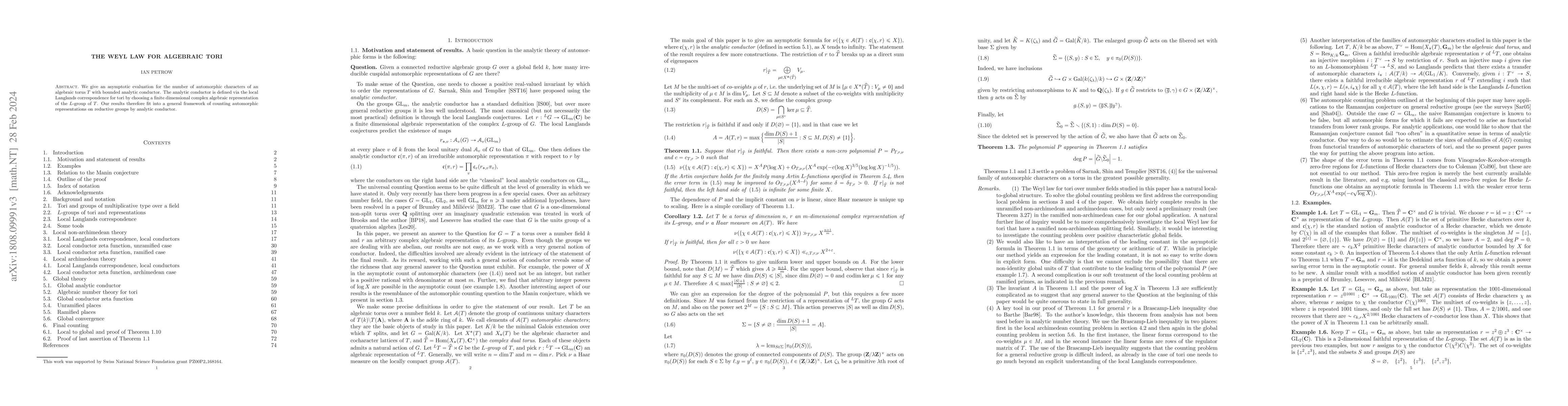 Thumbnail for The Weyl law for algebraic tori