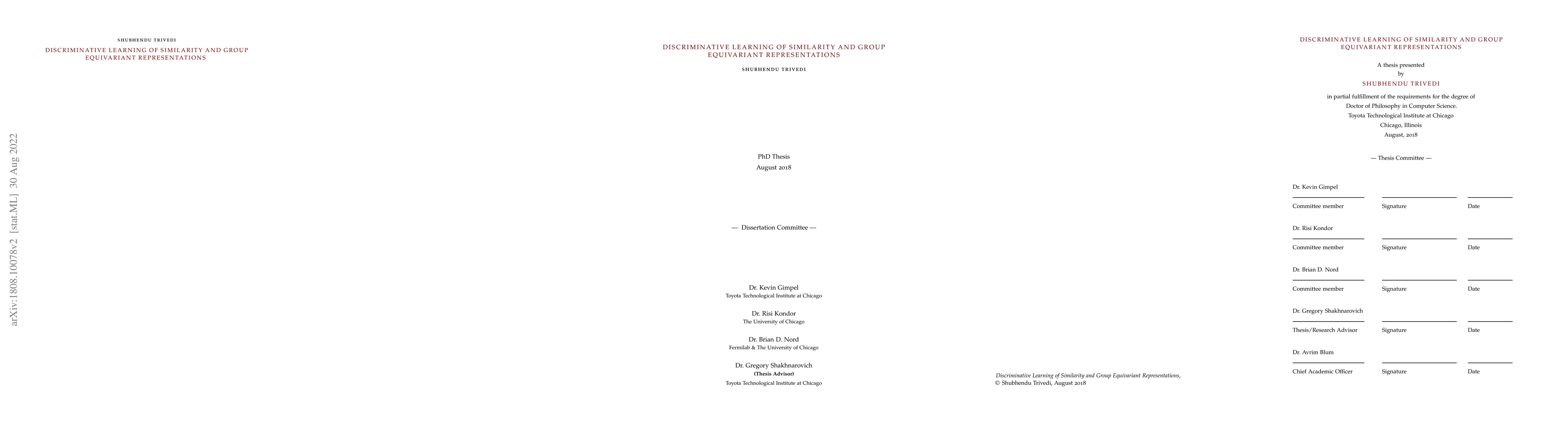 Thumbnail for Discriminative Learning of Similarity and Group Equivariant
  Representations