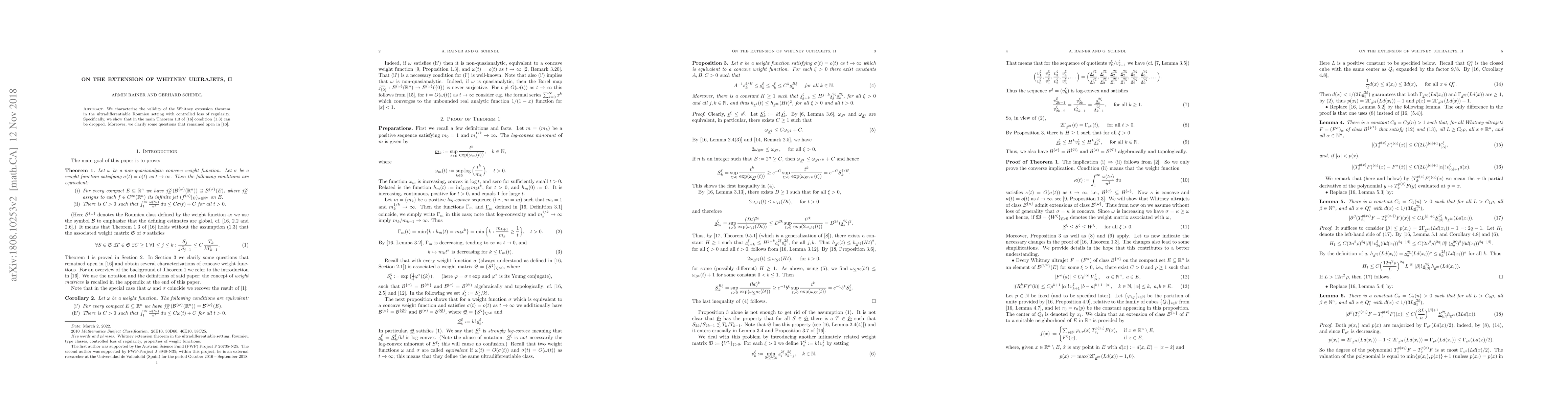 Thumbnail for On the extension of Whitney ultrajets, II