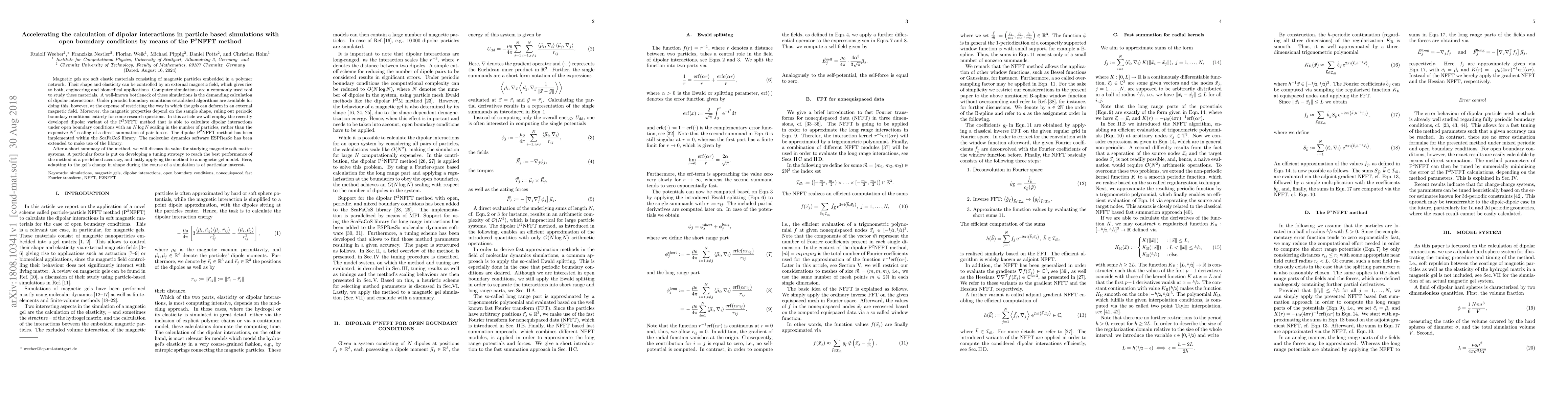 Thumbnail for Accelerating the calculation of dipolar interactions in particle based
  simulations with open boundary conditions by means of the P2NFFT method