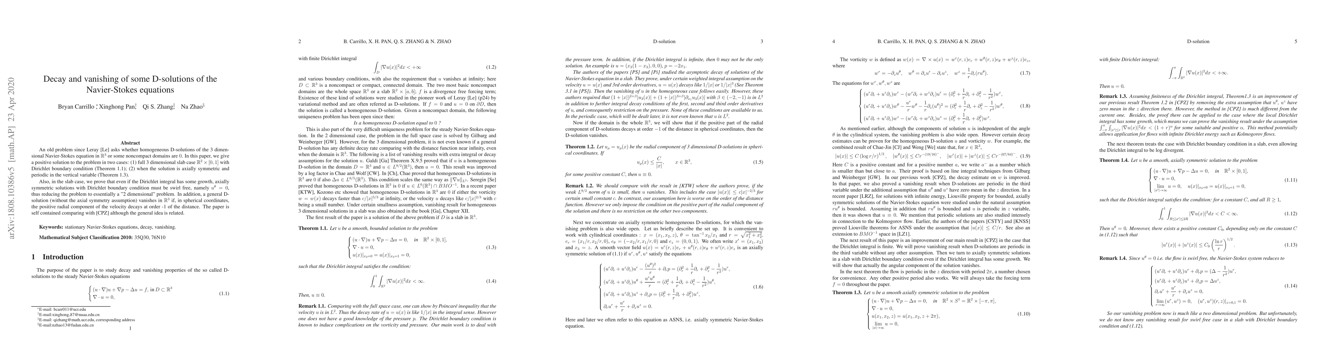 Thumbnail for Decay and vanishing of some D-solutions of the Navier-Stokes equations