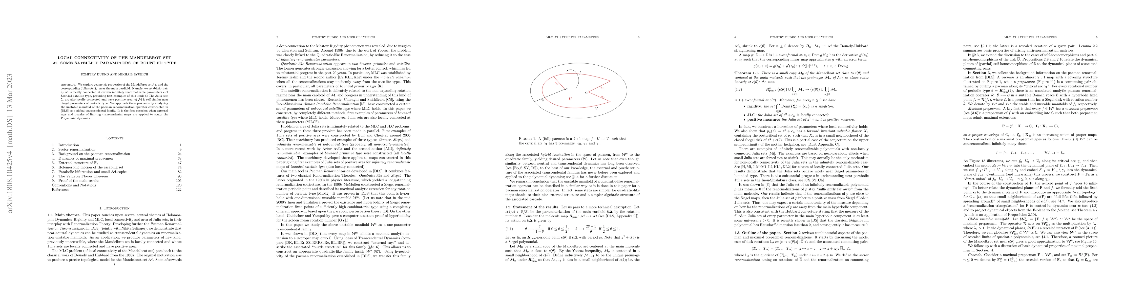 Thumbnail for Local connectivity of the Mandelbrot set at some satellite parameters of
  bounded type