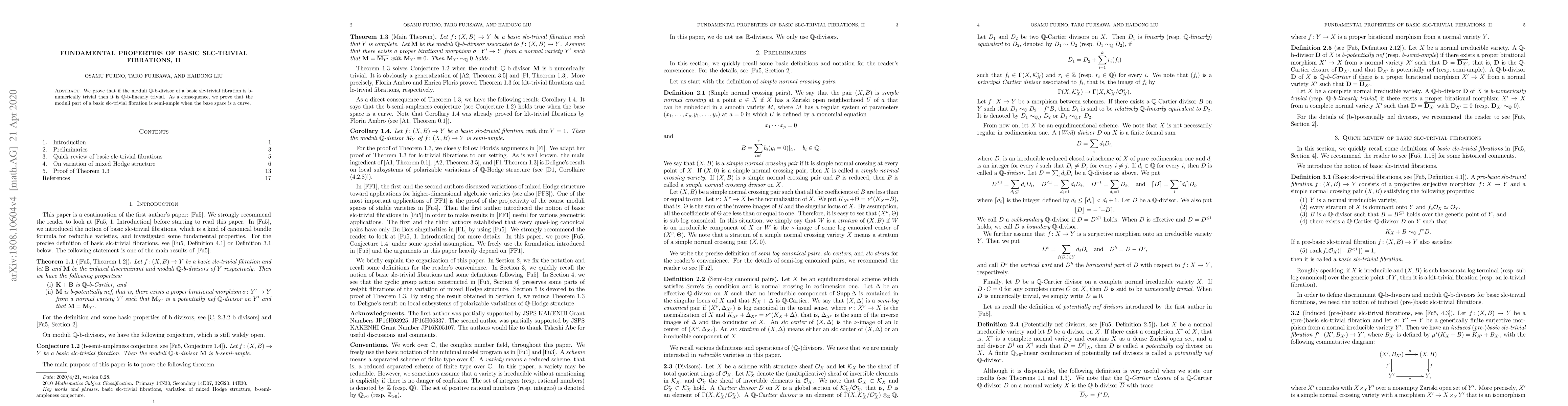 Thumbnail for Fundamental properties of basic slc-trivial fibrations, II