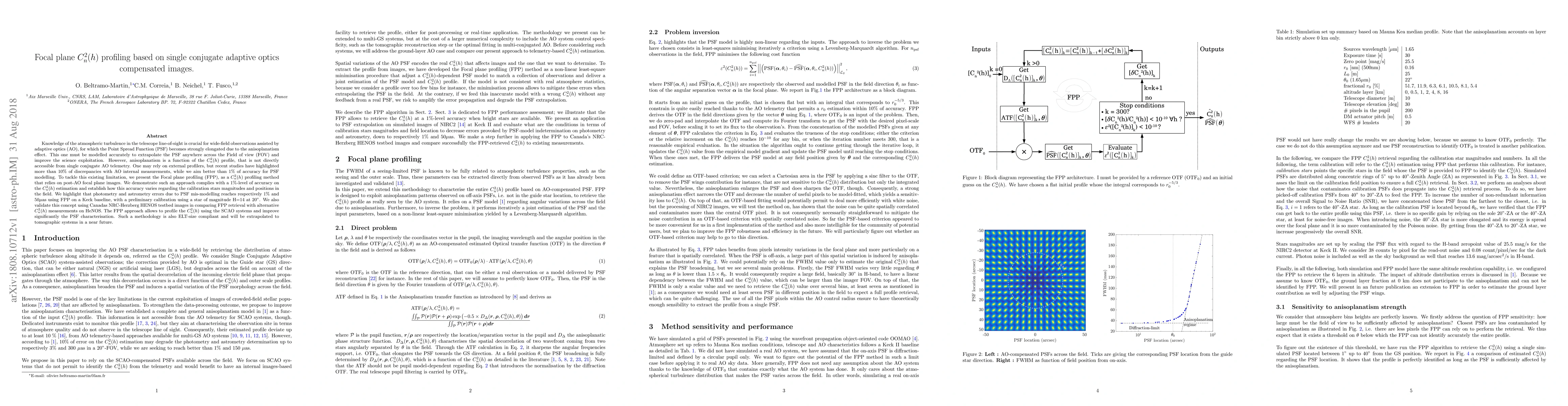 Thumbnail for Focal plane $C_n^2(h)$ profiling based on single conjugate adaptive
  optics compensated images