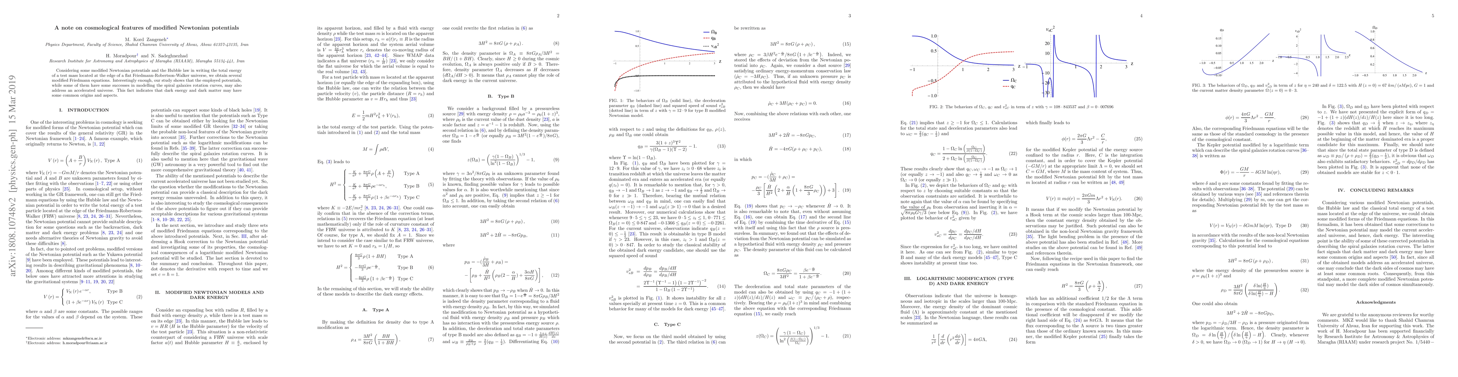 Thumbnail for A note on cosmological features of modified Newtonian potentials
