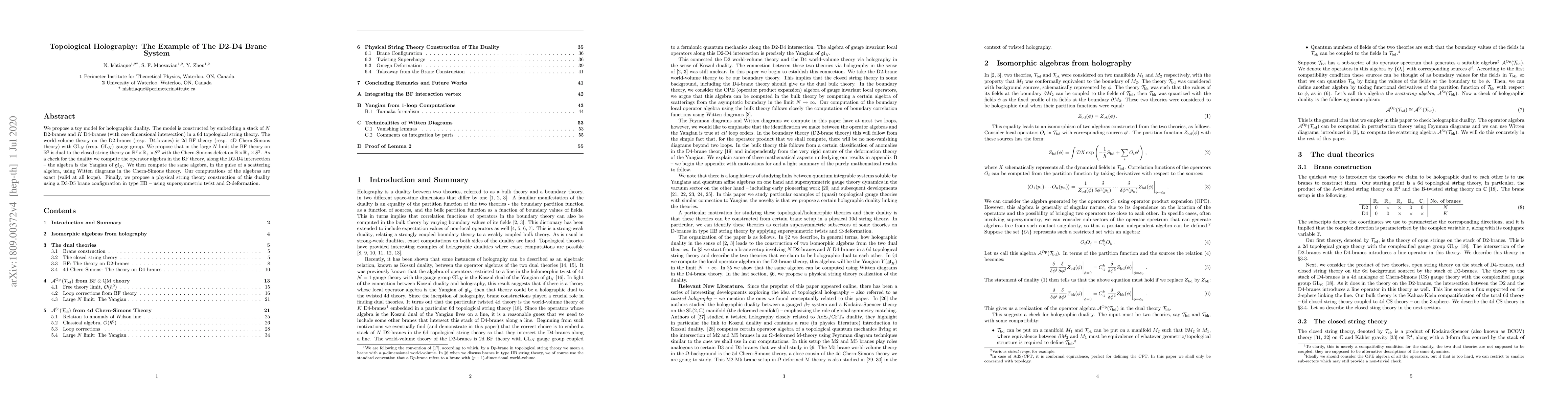 Thumbnail for Topological Holography: The Example of The D2-D4 Brane System