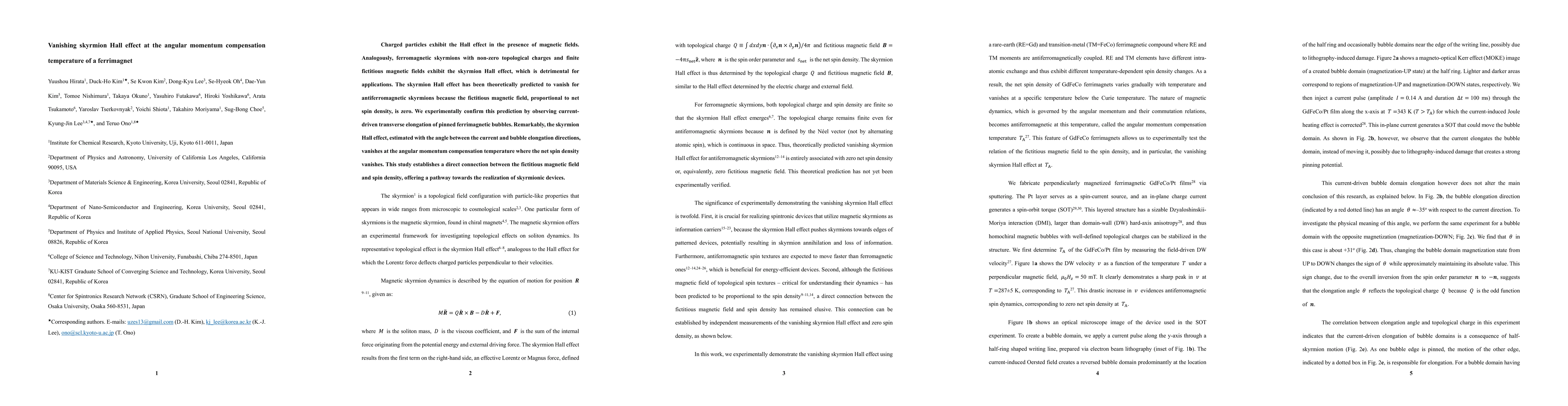 Thumbnail for Vanishing skyrmion Hall effect at the angular momentum compensation
  temperature of a ferrimagnet