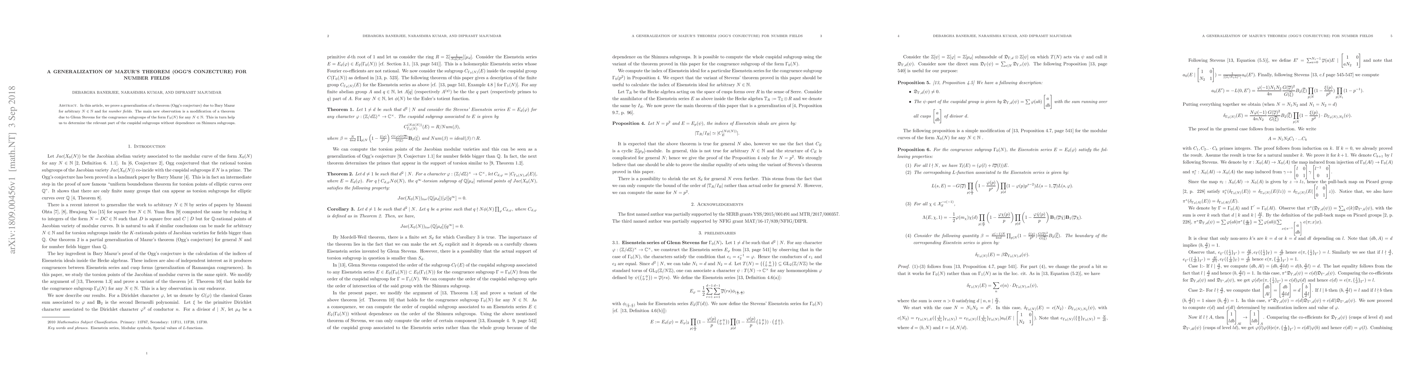 Thumbnail for A generalization of Mazur's theorem (Ogg's conjecture) for number fields