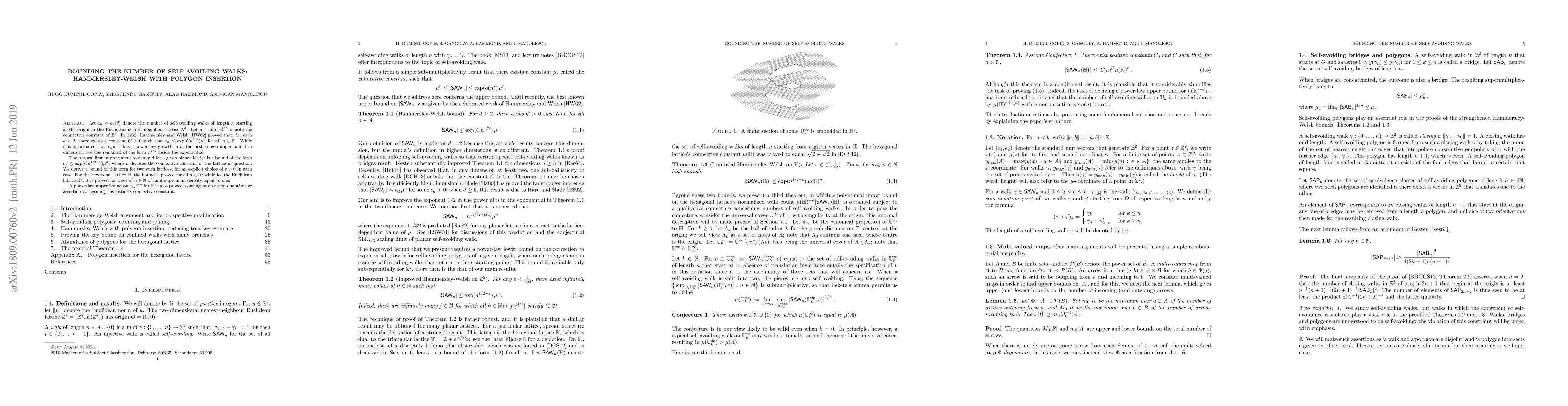 Thumbnail for Bounding the number of self-avoiding walks: Hammersley-Welsh with
  polygon insertion