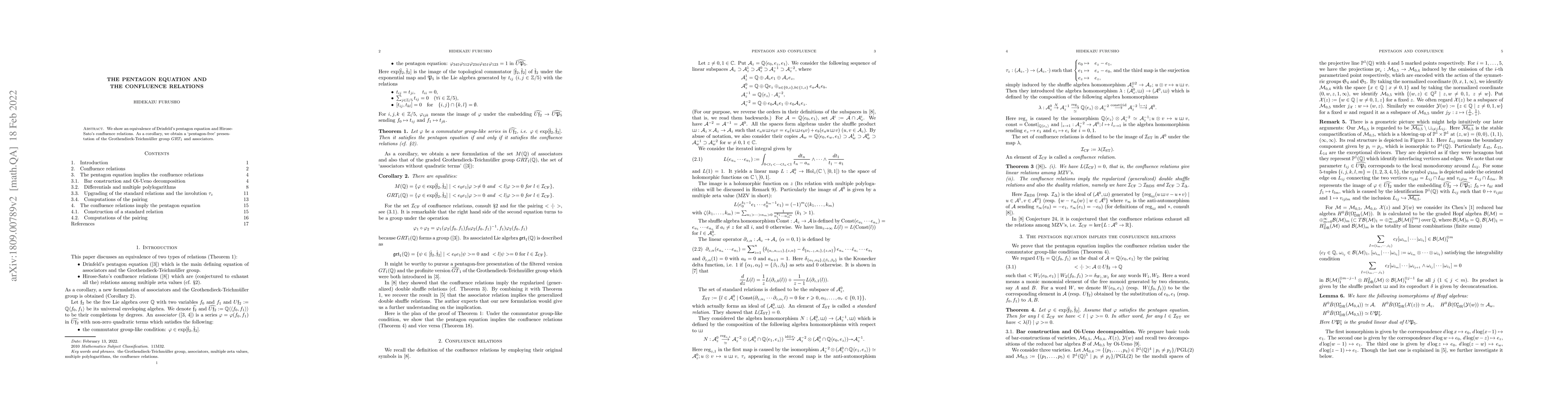 Thumbnail for The pentagon equation and the confluence relations