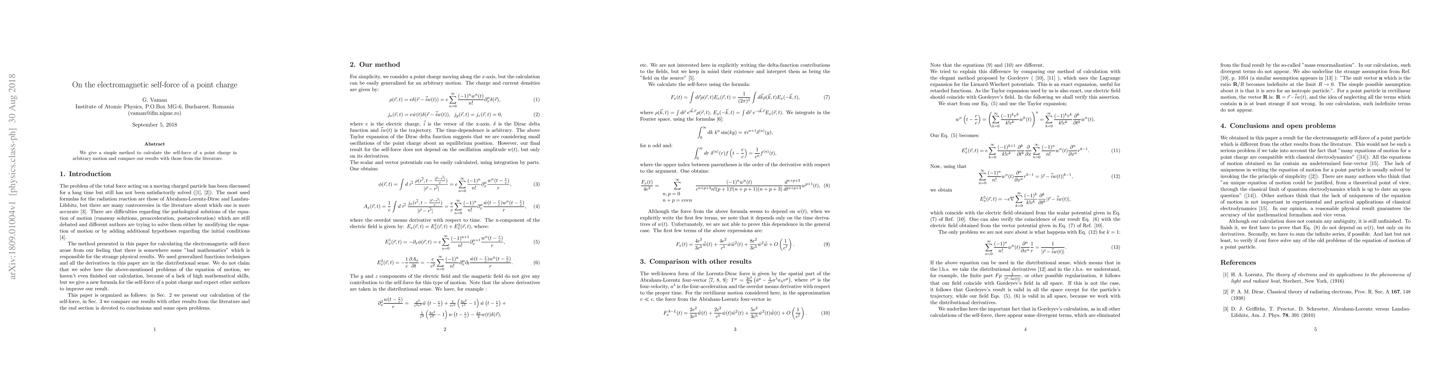 Thumbnail for On the electromagnetic self-force of a point charge