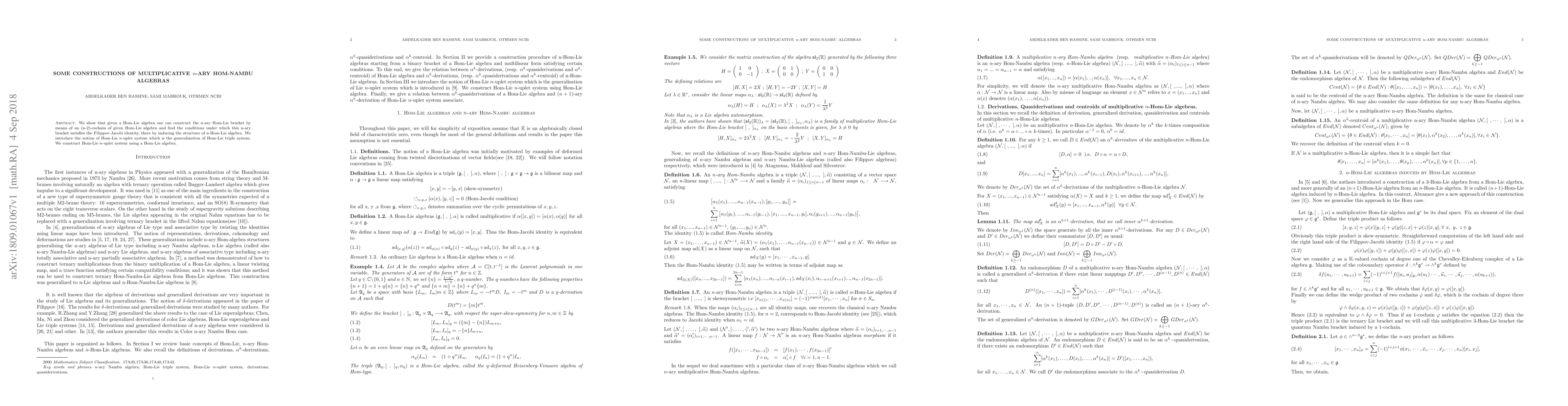Thumbnail for Some constructions of multiplicative $n$-ary Hom-Nambu algebras