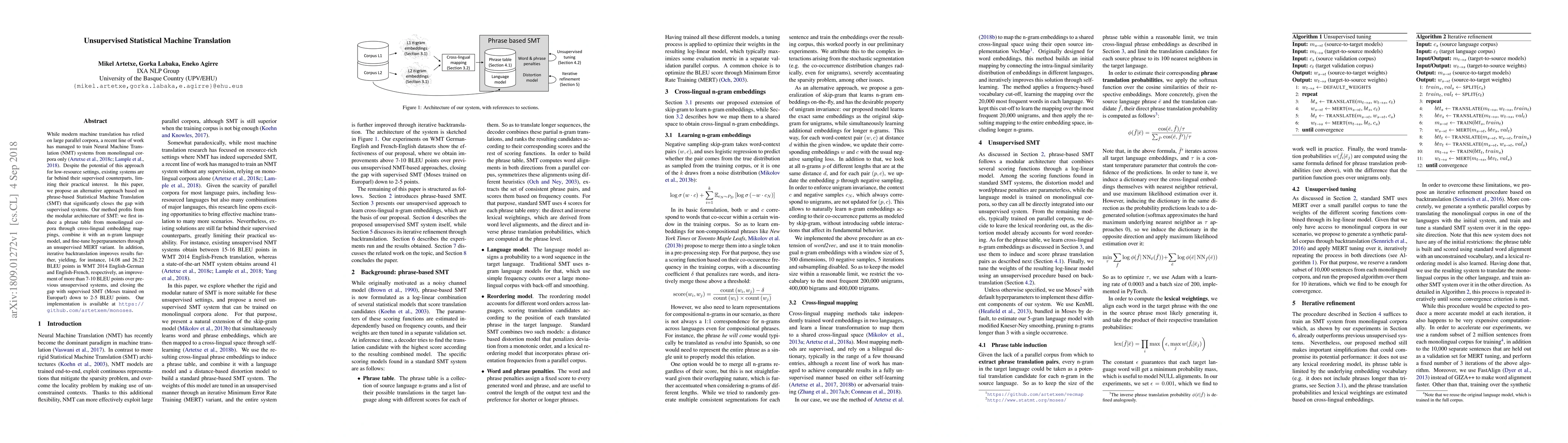 Thumbnail for Unsupervised Statistical Machine Translation