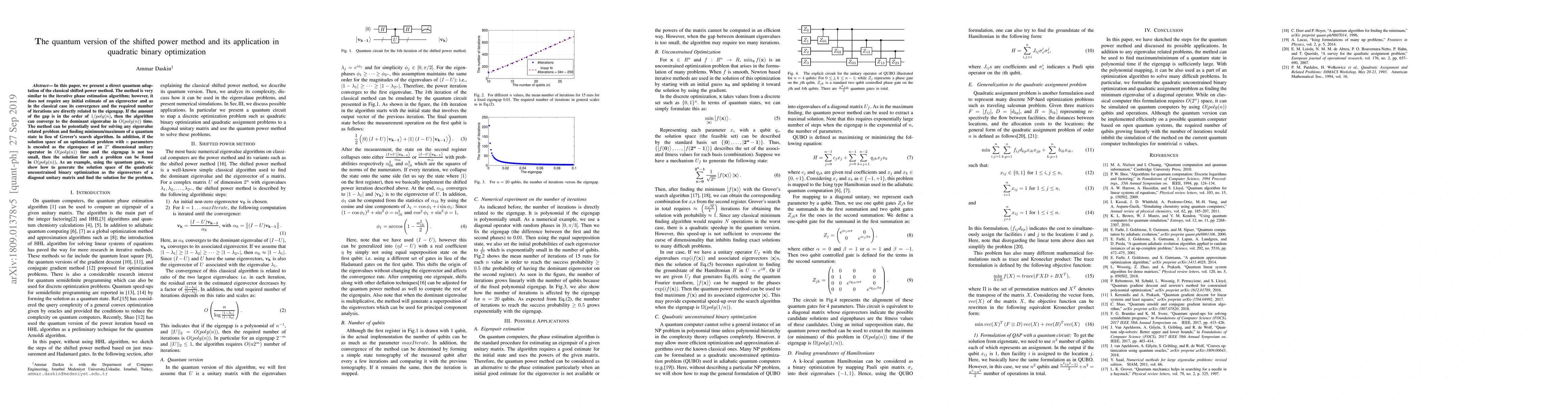 Thumbnail for The quantum version of the shifted power method and its application in
  quadratic binary optimization