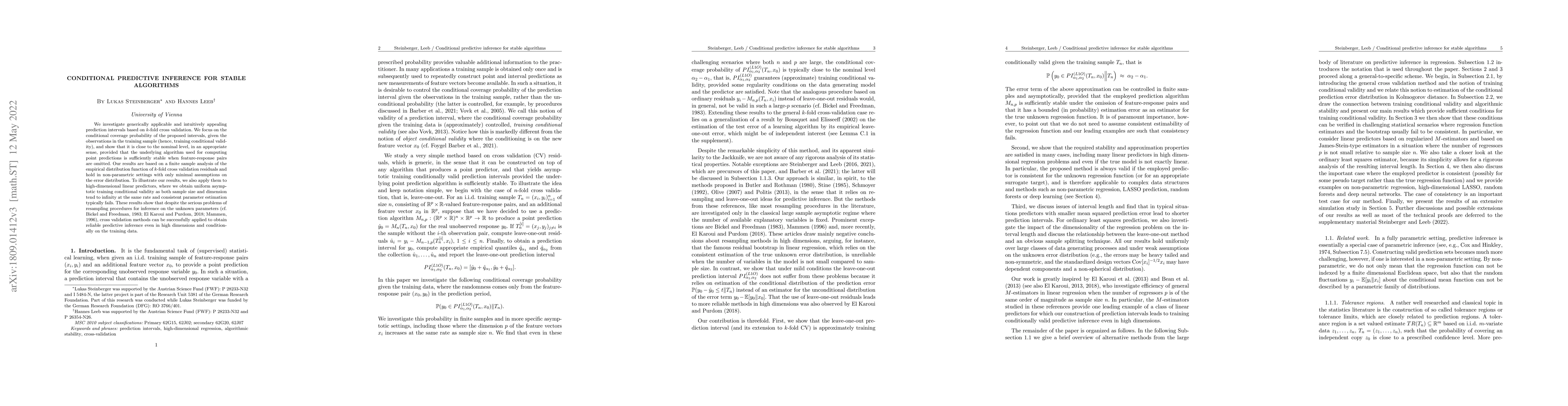 Thumbnail for Conditional predictive inference for stable algorithms