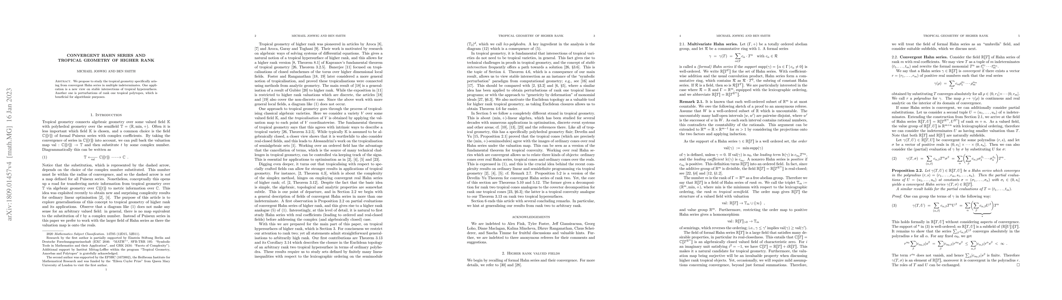 Thumbnail for Convergent Hahn Series and Tropical Geometry of Higher Rank
