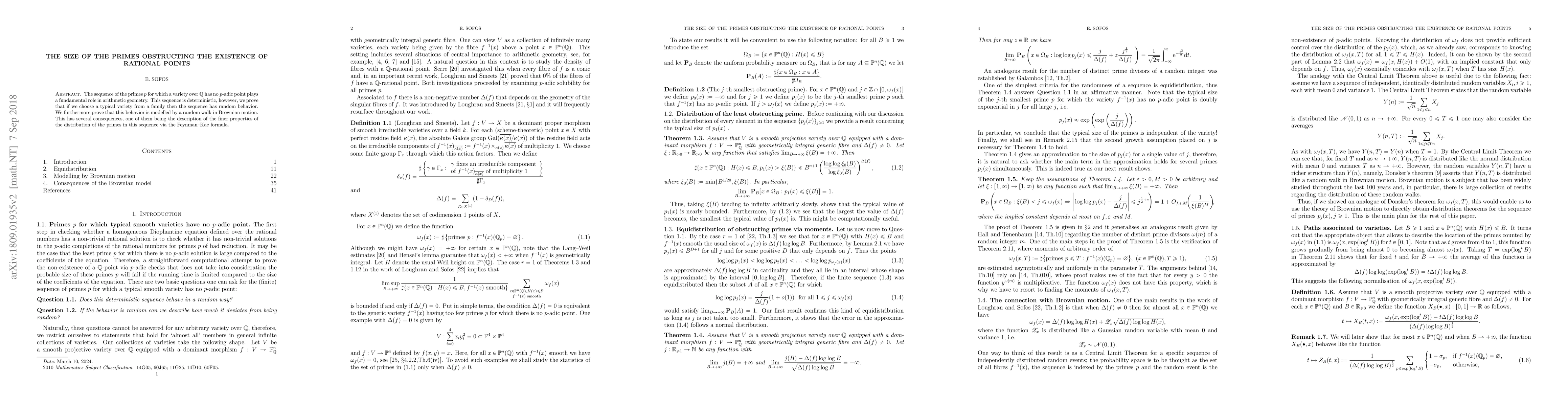 Thumbnail for The size of the primes obstructing the existence of rational points