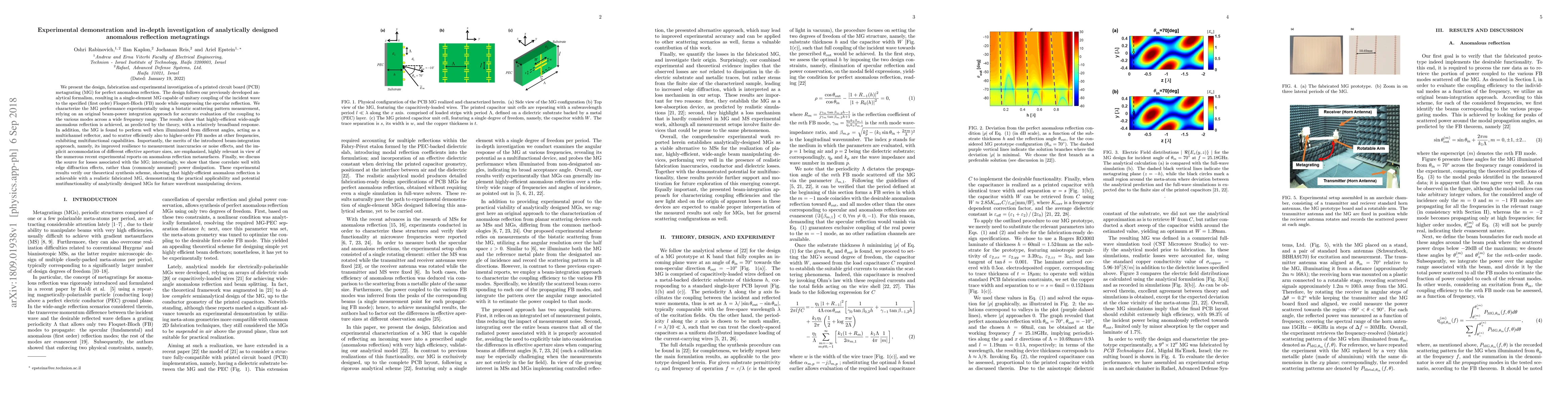 Thumbnail for Experimental demonstration and in-depth investigation of analytically
  designed anomalous reflection metagratings