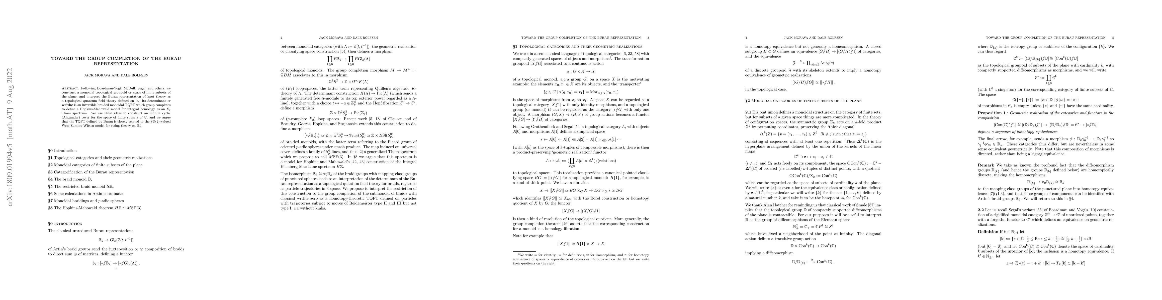 Thumbnail for Toward the group completion of the Burau representation