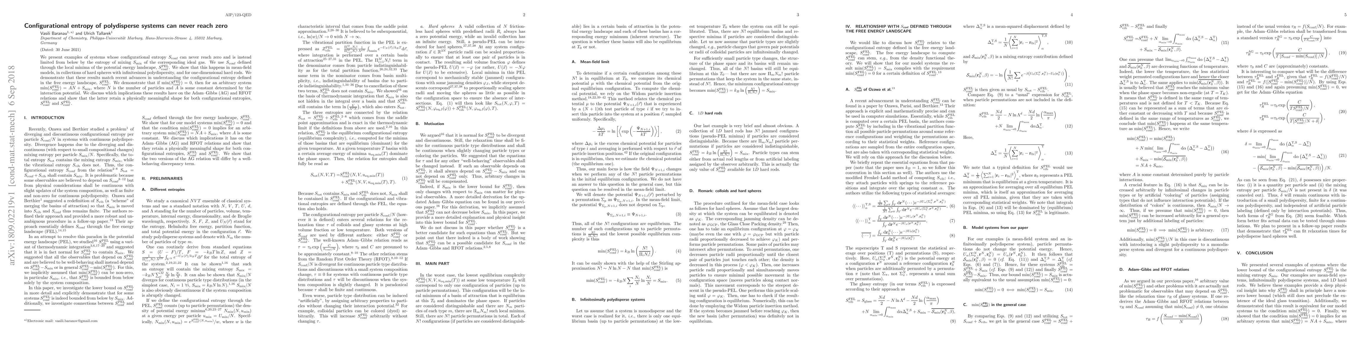 Thumbnail for Configurational entropy of polydisperse systems can never reach zero