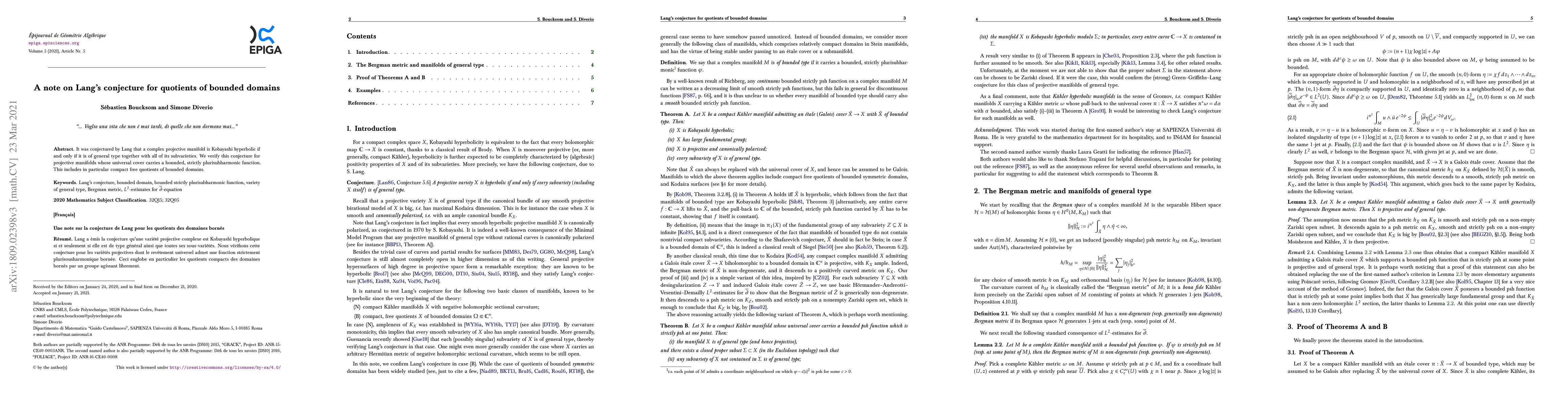 Thumbnail for A note on Lang's conjecture for quotients of bounded domains