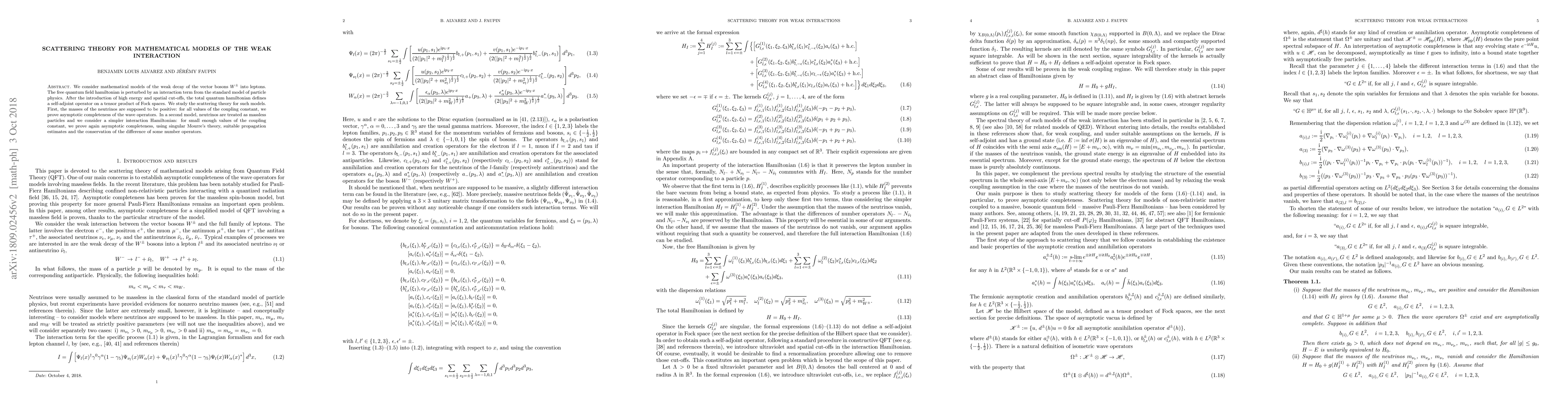 Thumbnail for Scattering Theory for Mathematical Models of the Weak Interaction
