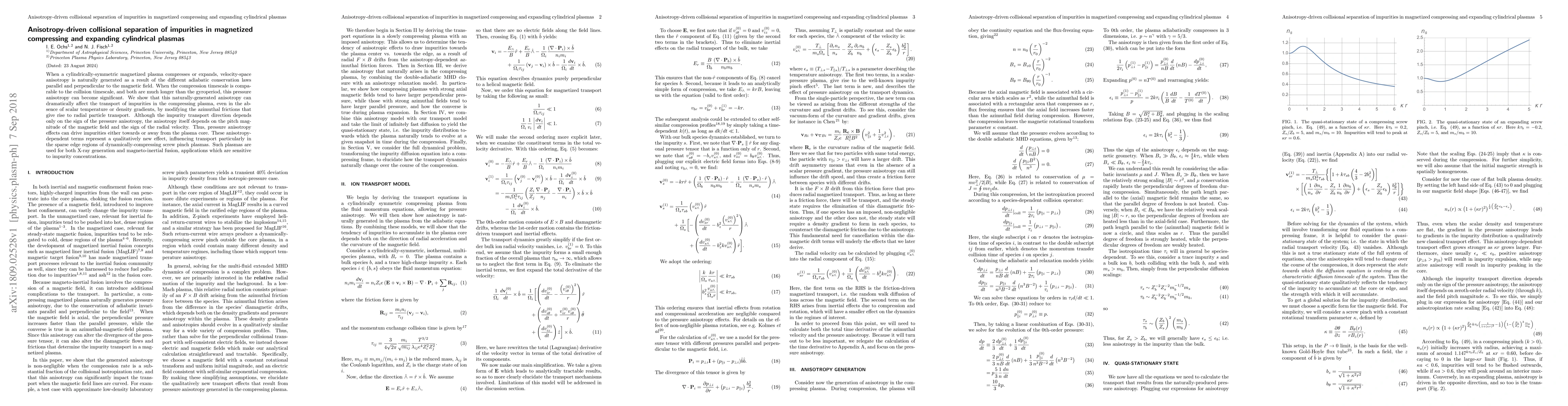 Thumbnail for Anisotropy-driven collisional separation of impurities in magnetized
  compressing and expanding cylindrical plasmas