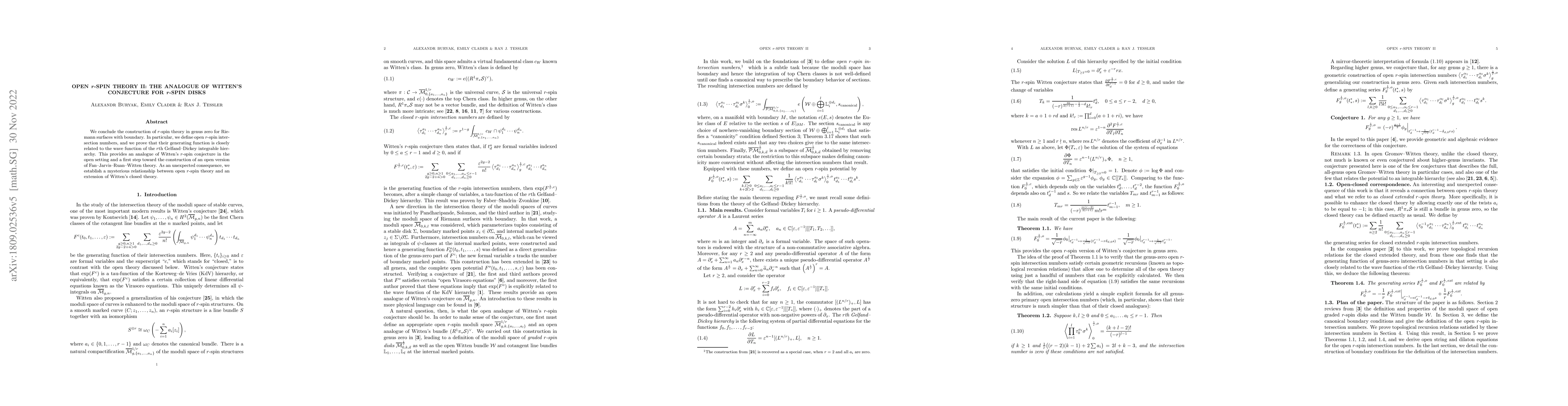 Thumbnail for Open $r$-spin theory II: The analogue of Witten's conjecture for
  $r$-spin disks