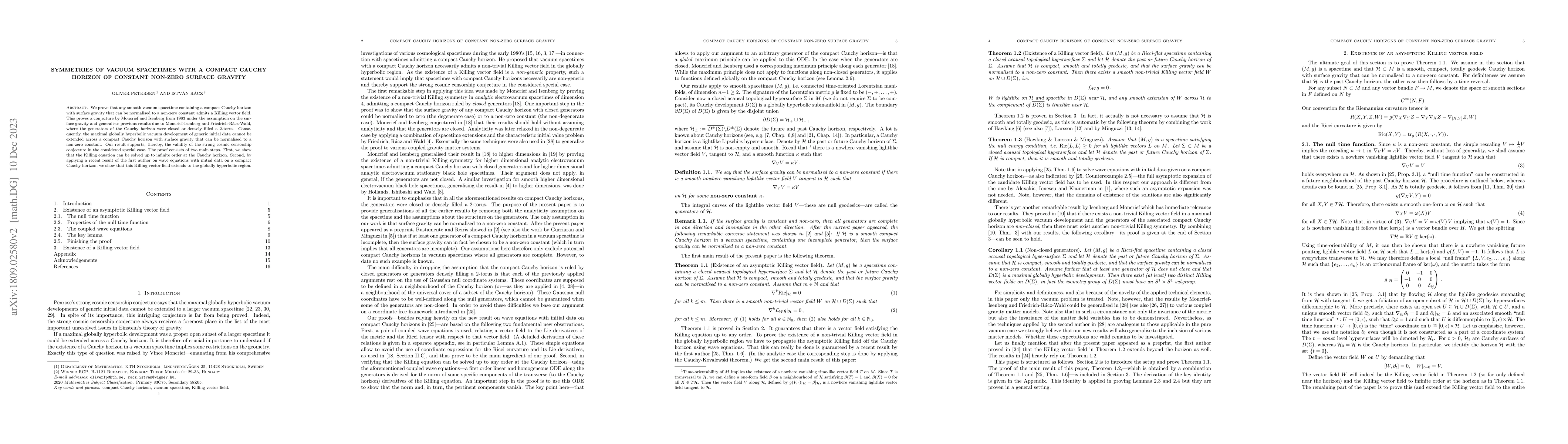Thumbnail for Symmetries of vacuum spacetimes with a compact Cauchy horizon of
  constant non-zero surface gravity
