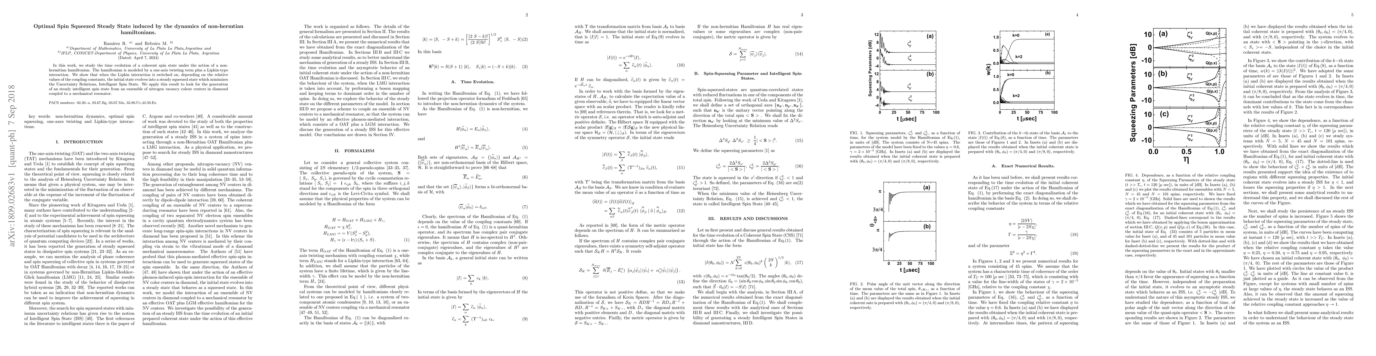 Thumbnail for Optimal Spin Squeezed Steady State induced by the dynamics of
  non-hermtian hamiltonians
