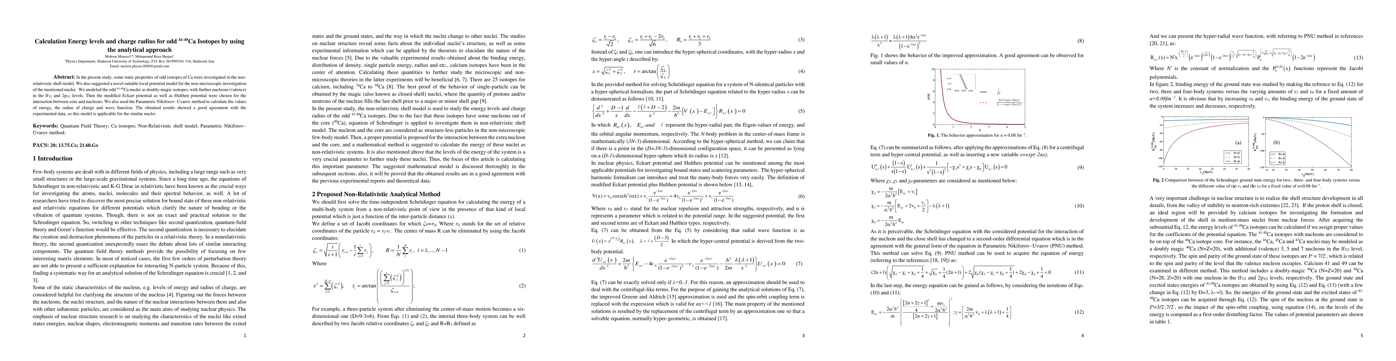 Thumbnail for Calculation Energy levels and charge radius for odd $^{41-49}$Ca
  Isotopes by using the analytical approach