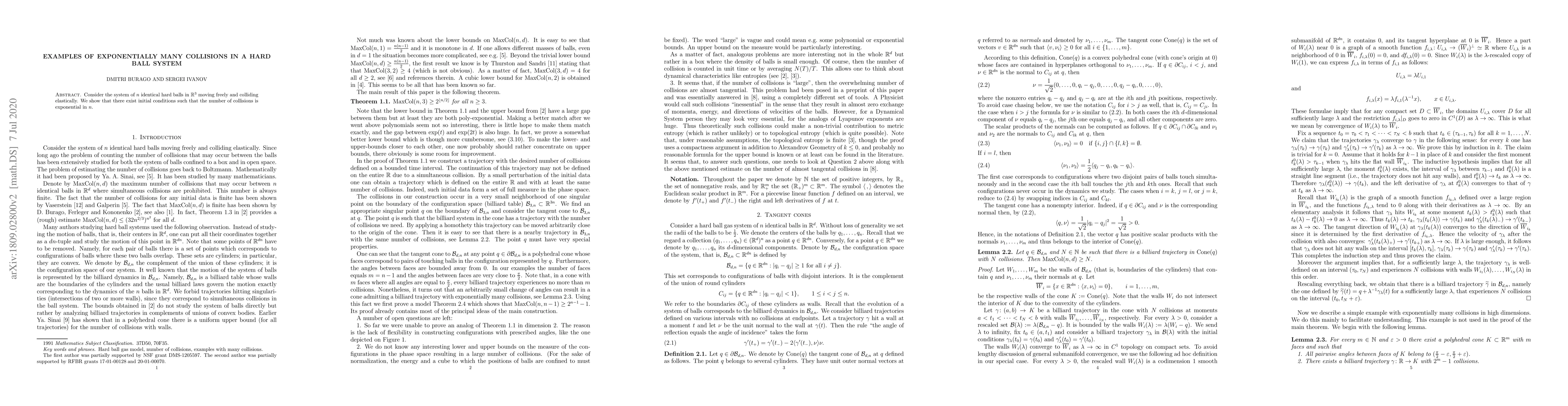 Thumbnail for Examples of exponentially many collisions in a hard ball system
