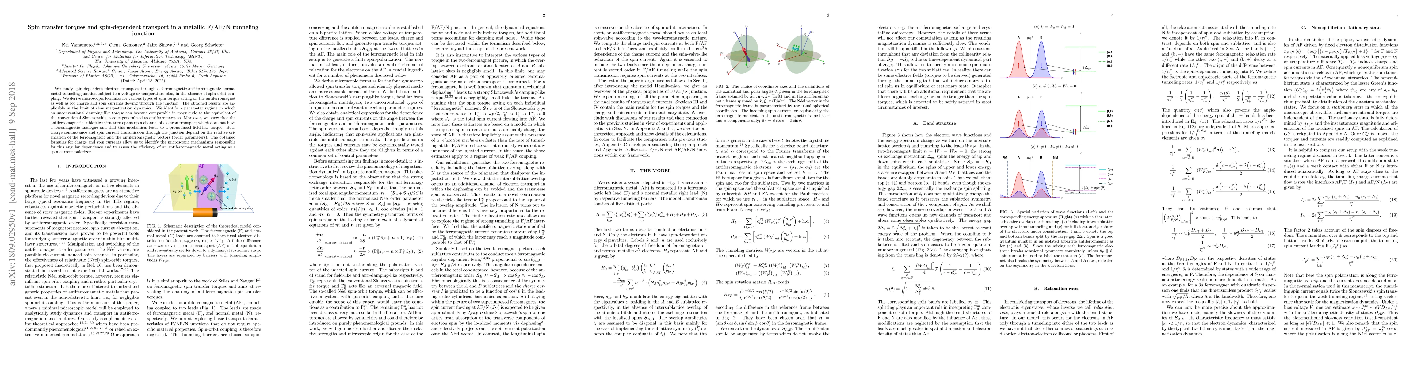 Thumbnail for Spin transfer torques and spin-dependent transport in a metallic F/AF/N
  tunneling junction