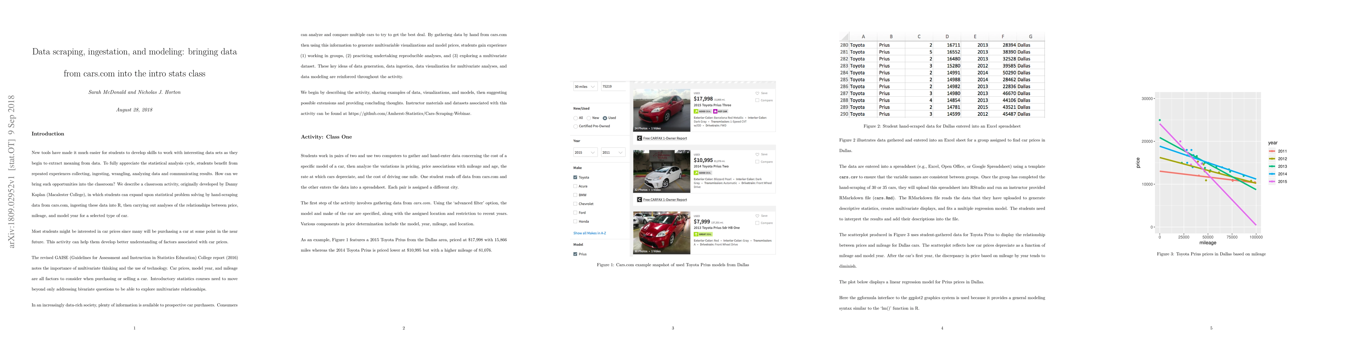 Thumbnail for Data scraping, ingestation, and modeling: bringing data from cars.com
  into the intro stats class