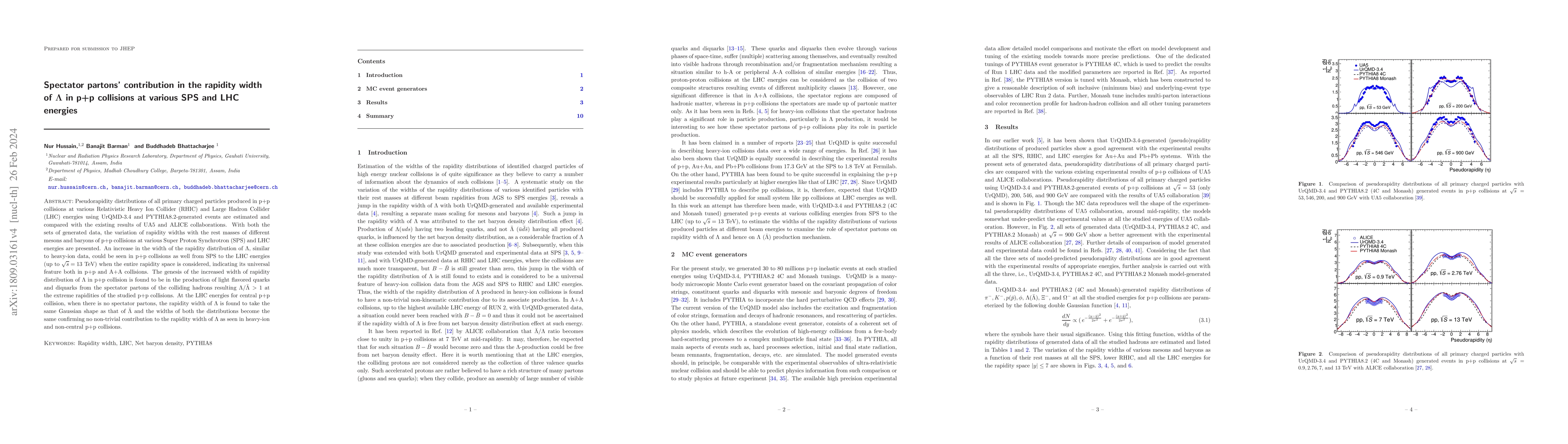 Thumbnail for Spectator partons contribution in the rapidity width of lamda in p+p
  collisions at various SPS and LHC energies