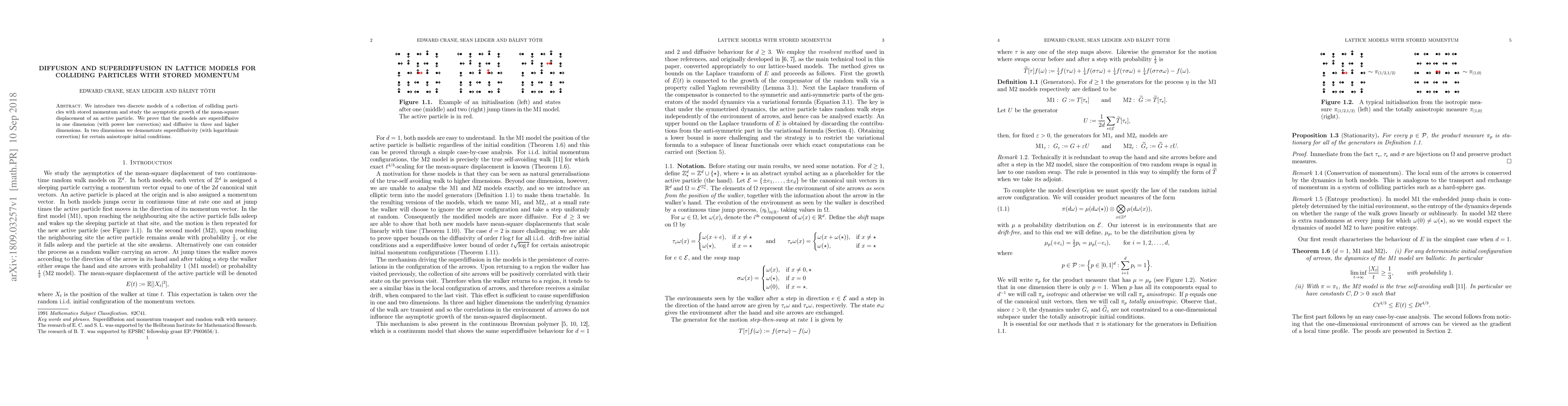 Thumbnail for Diffusion and superdiffusion in lattice models of colliding particles
  with stored momentum
