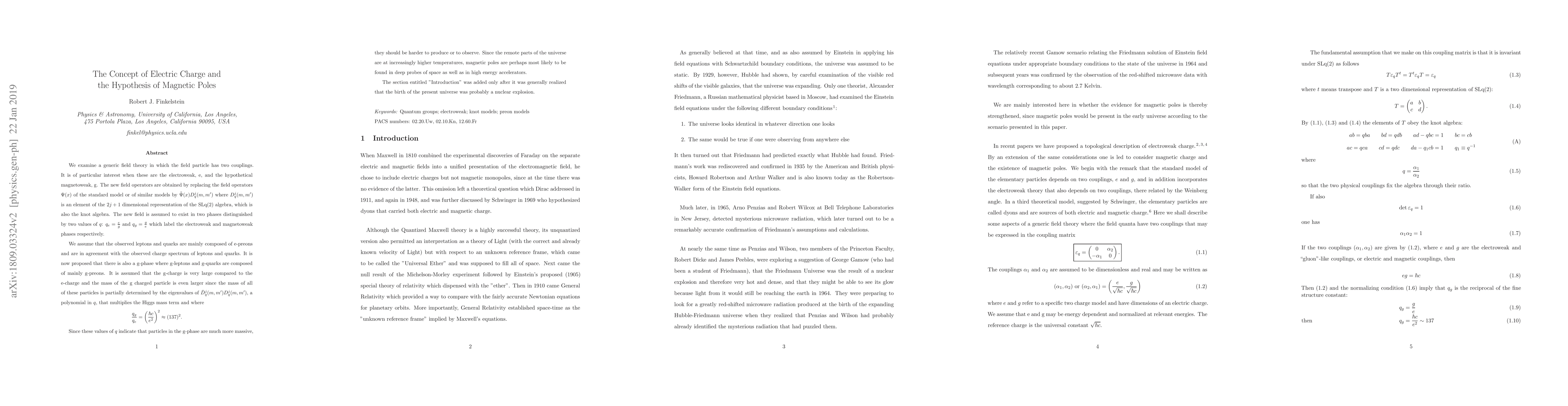 Thumbnail for The Concept of Electric Charge and the Hypothesis of Magnetic Poles