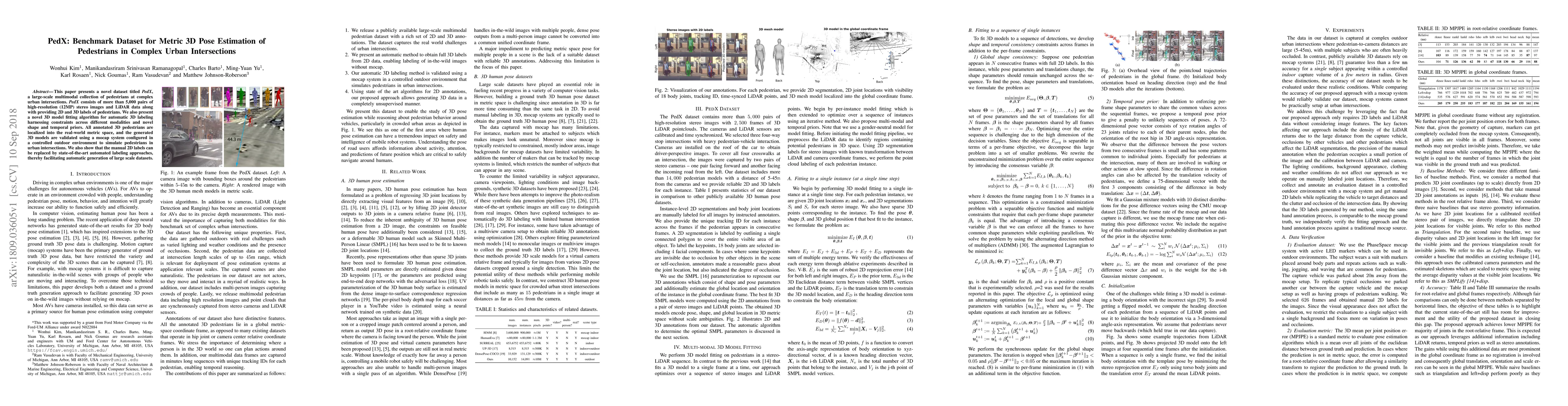 Thumbnail for PedX: Benchmark Dataset for Metric 3D Pose Estimation of Pedestrians in
  Complex Urban Intersections