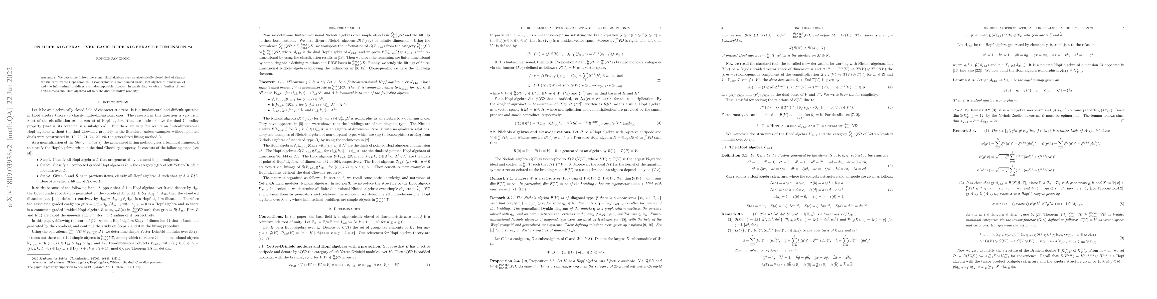 Thumbnail for On Hopf algebras over basic Hopf algebras of dimension 24