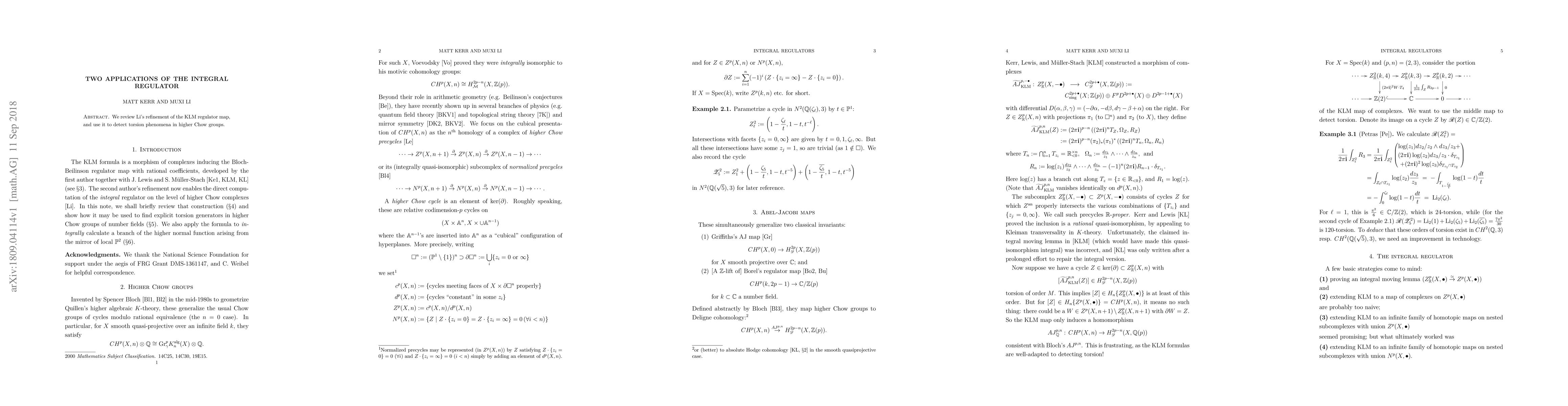 Thumbnail for Two applications of the integral regulator