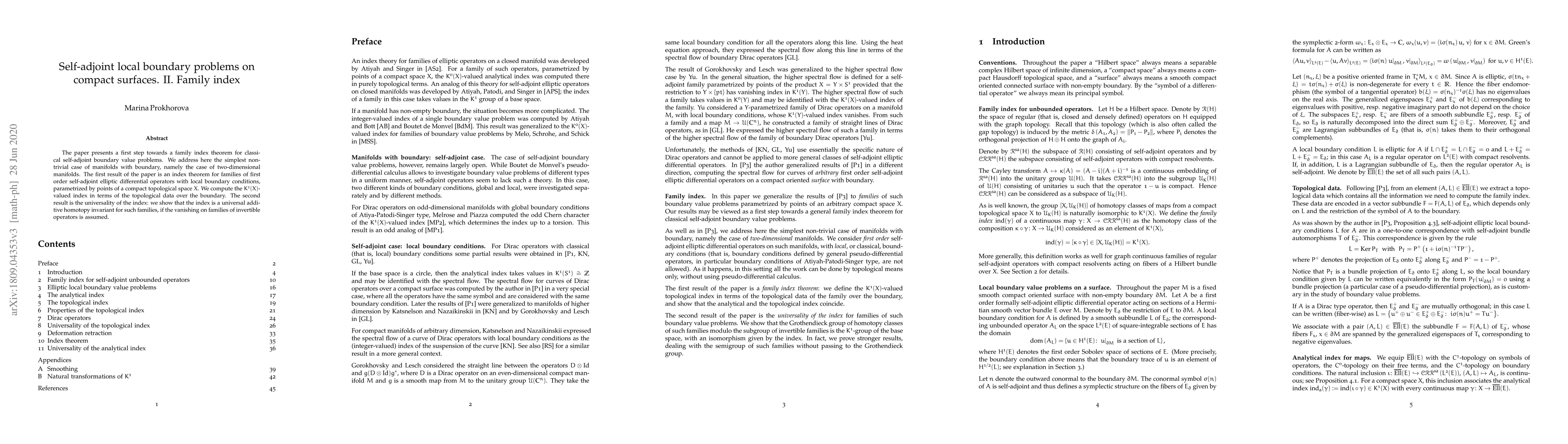 Thumbnail for Self-adjoint local boundary problems on compact surfaces. II. Family
  index