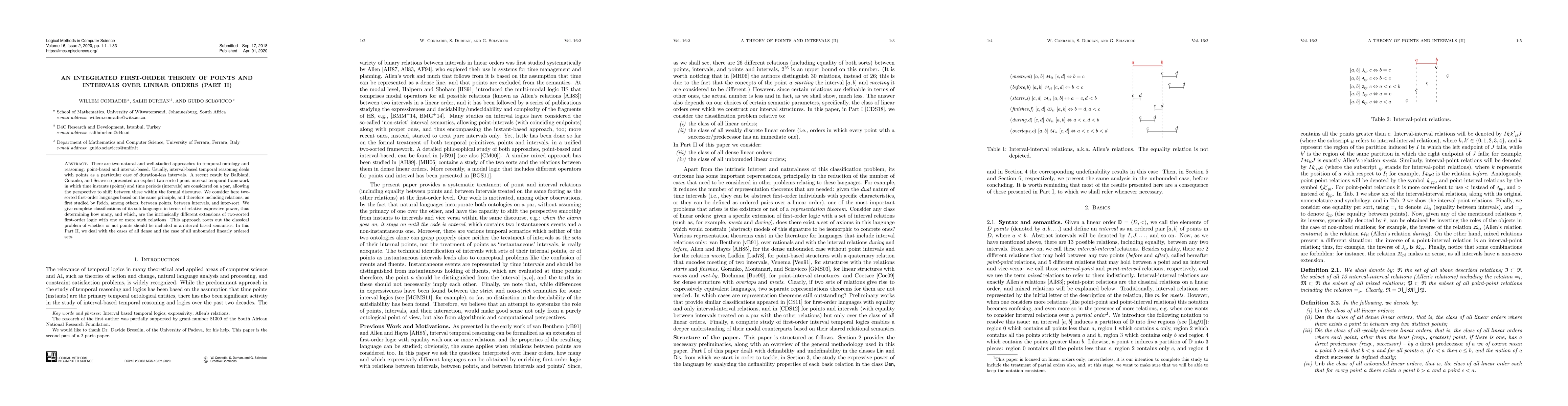 Thumbnail for An Integrated First-Order Theory of Points and Intervals over Linear
  Orders (Part II)