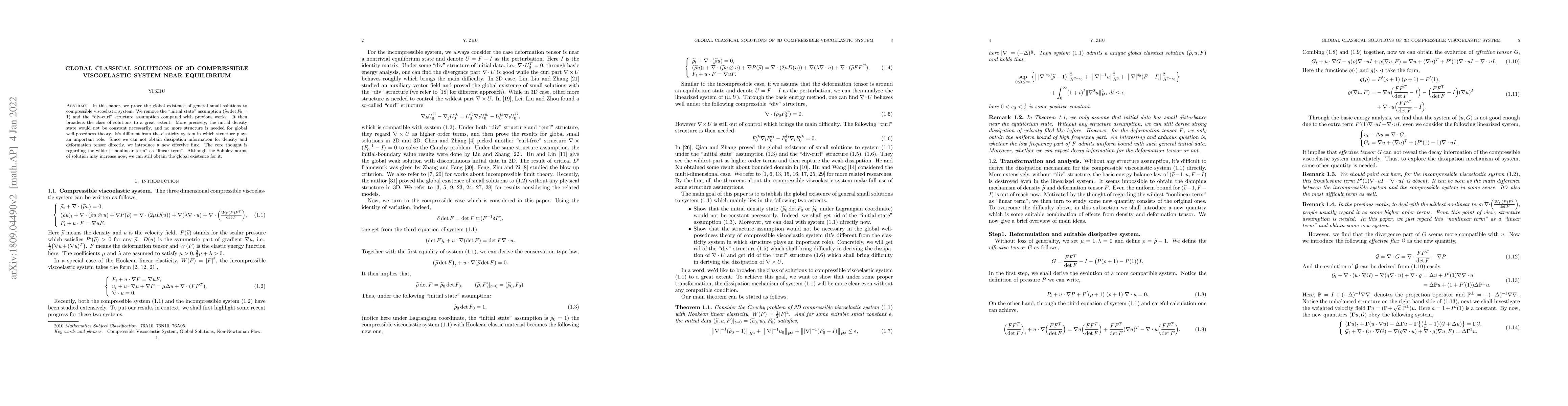 Thumbnail for Global classical solutions of 3D compressible viscoelastic system near
  equilibrium
