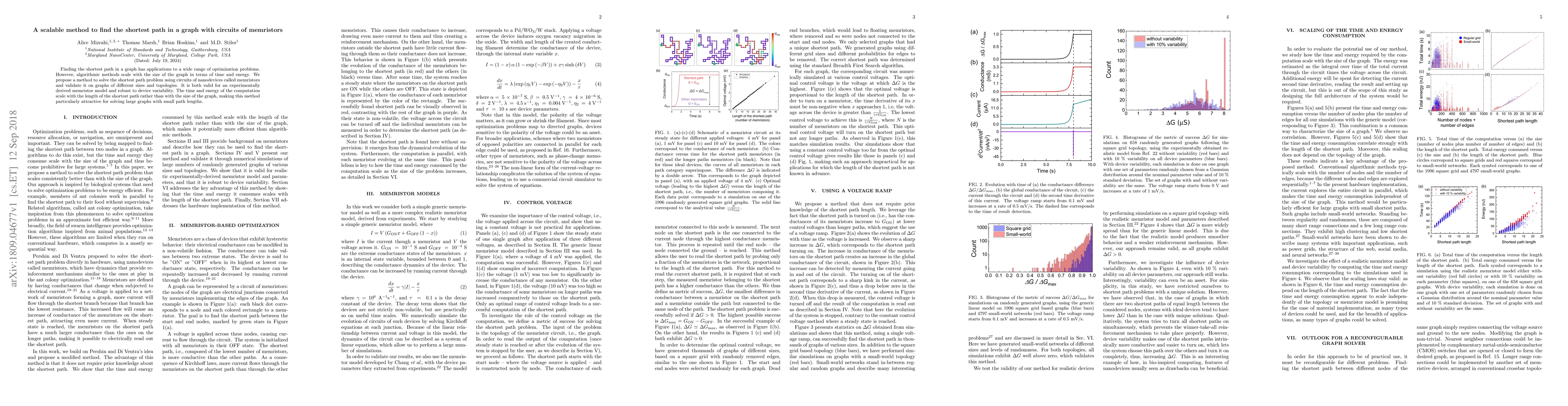 Thumbnail for A scalable method to find the shortest path in a graph with circuits of
  memristors