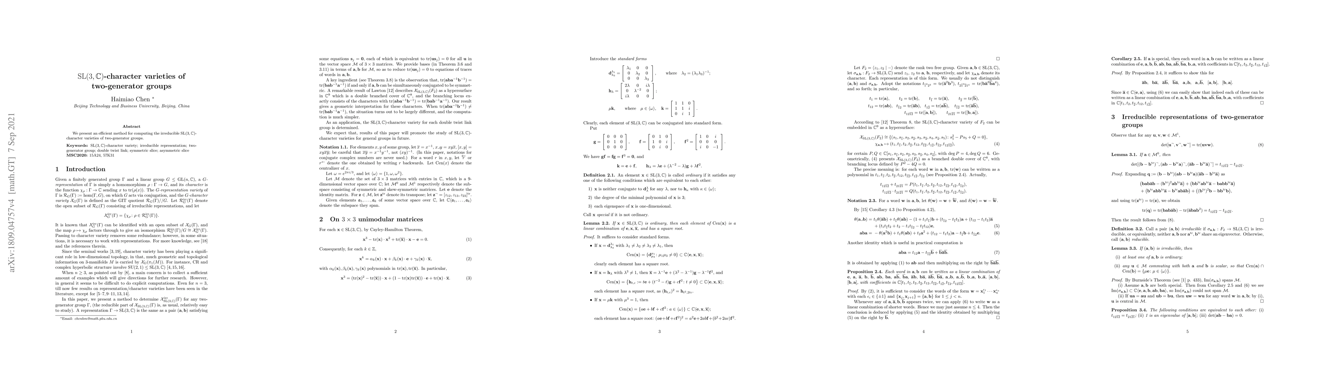 Thumbnail for ${\rm SL}(3,\mathbb{C})$-character varieties of two-generator groups