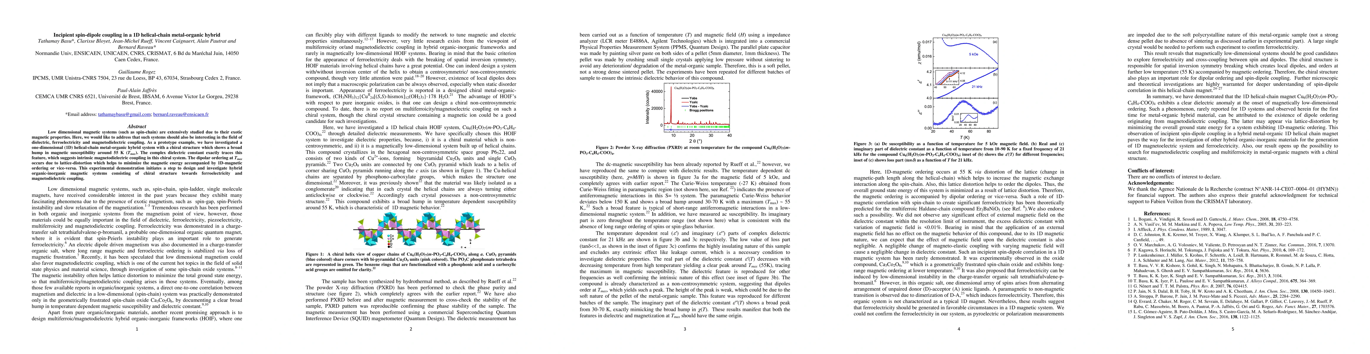 Thumbnail for Incipient spin-dipole coupling in a 1D helical-chain metal-organic
  hybrid