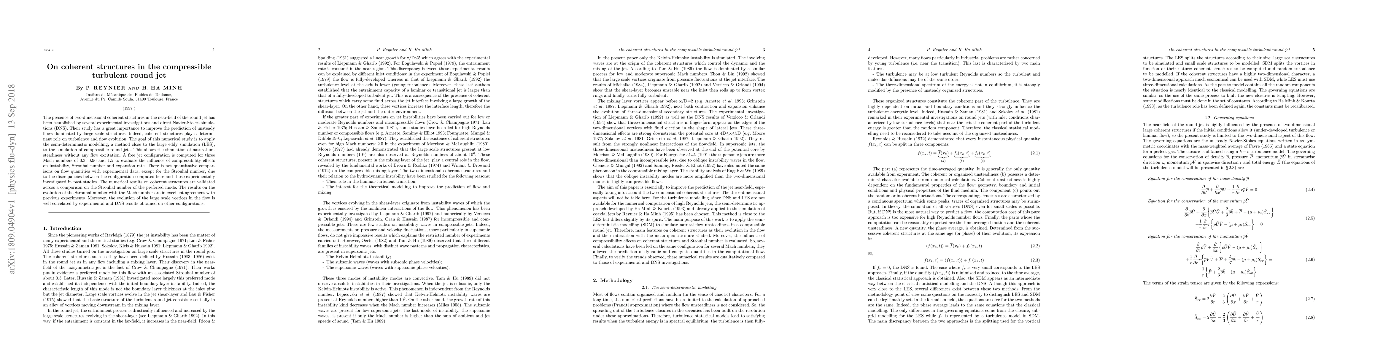 Thumbnail for On coherent structures in the compressible turbulent round jet