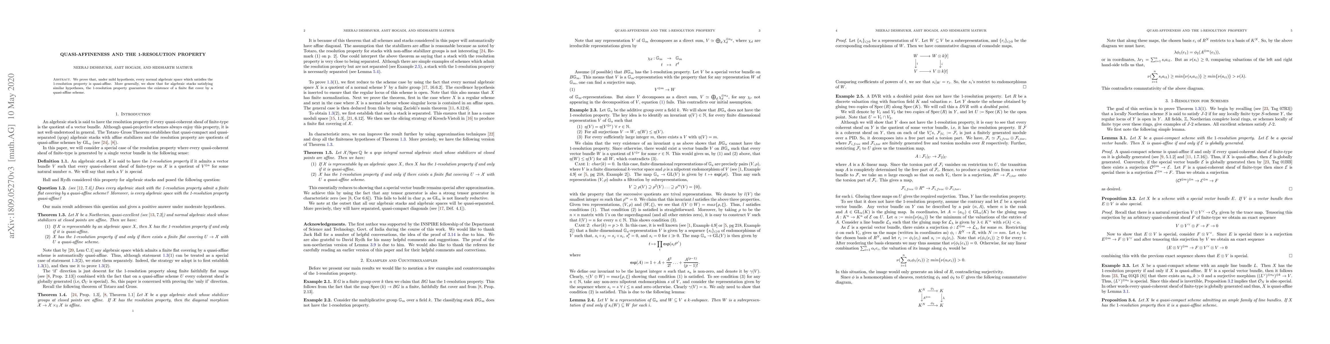 Thumbnail for Quasi-affineness and the 1-Resolution Property